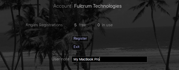registration screen